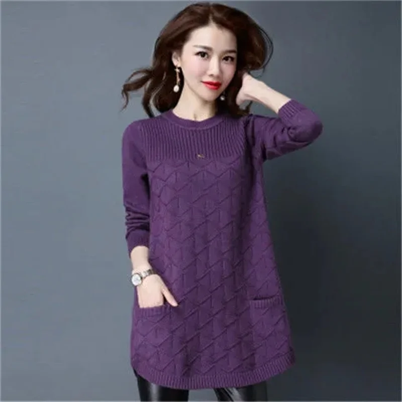 2023 New Korean Women Autumn Winter Long Sweater Pullover Female Loose Long-Sleeved Bottoming Shirt Knitwear Sweaters Lady Tops