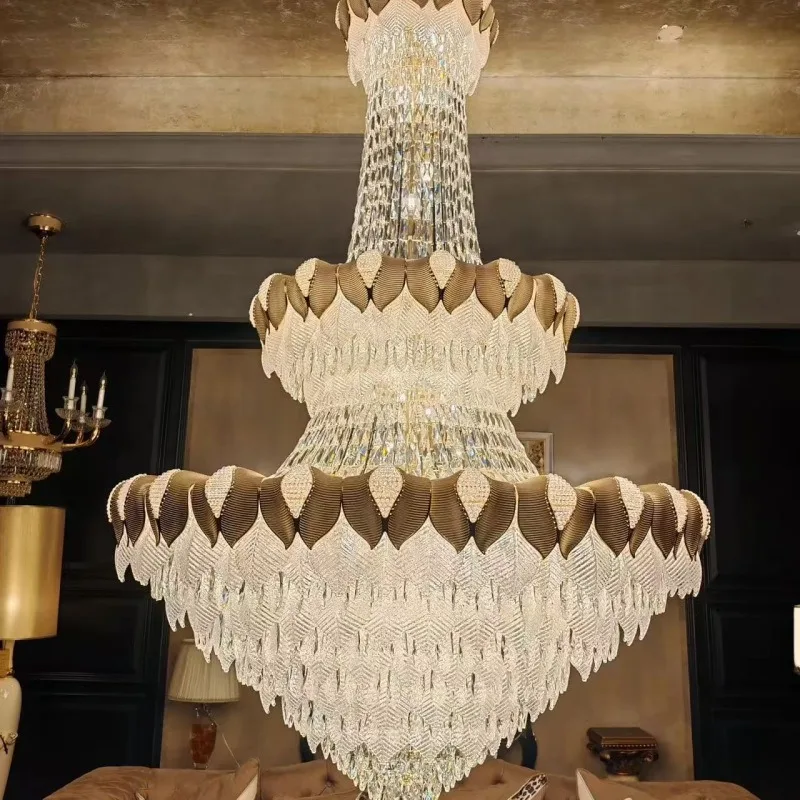 Crystal lamp, engineering lamp sales department hall enamel decorative lamp, non-standard custom chandelier villa living room