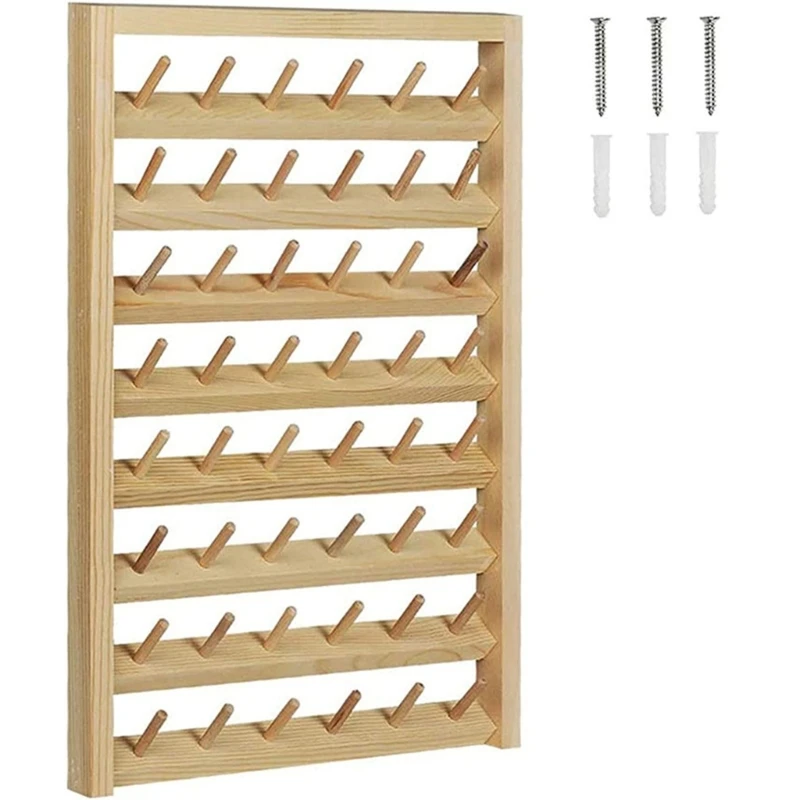 

48 Spool Thread Rack Wooden Thread Holder Hanging Sewing for Sewing Quilting Embroidery Hair Braiding Rack