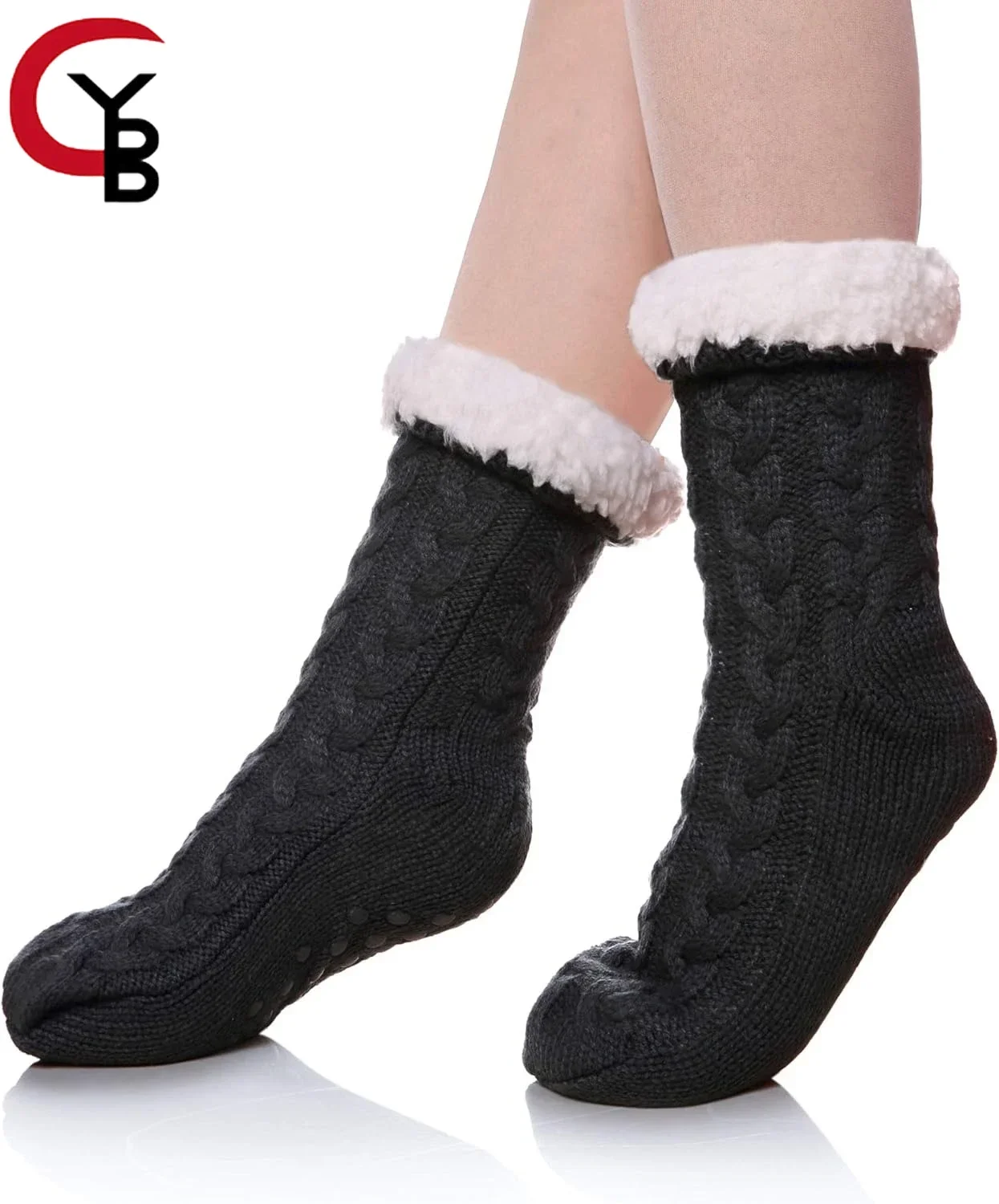 

1 Pair Women's Winter Super Soft Warm Cozy Fleece Lined Fuzzy Slipper Socks with Grippers