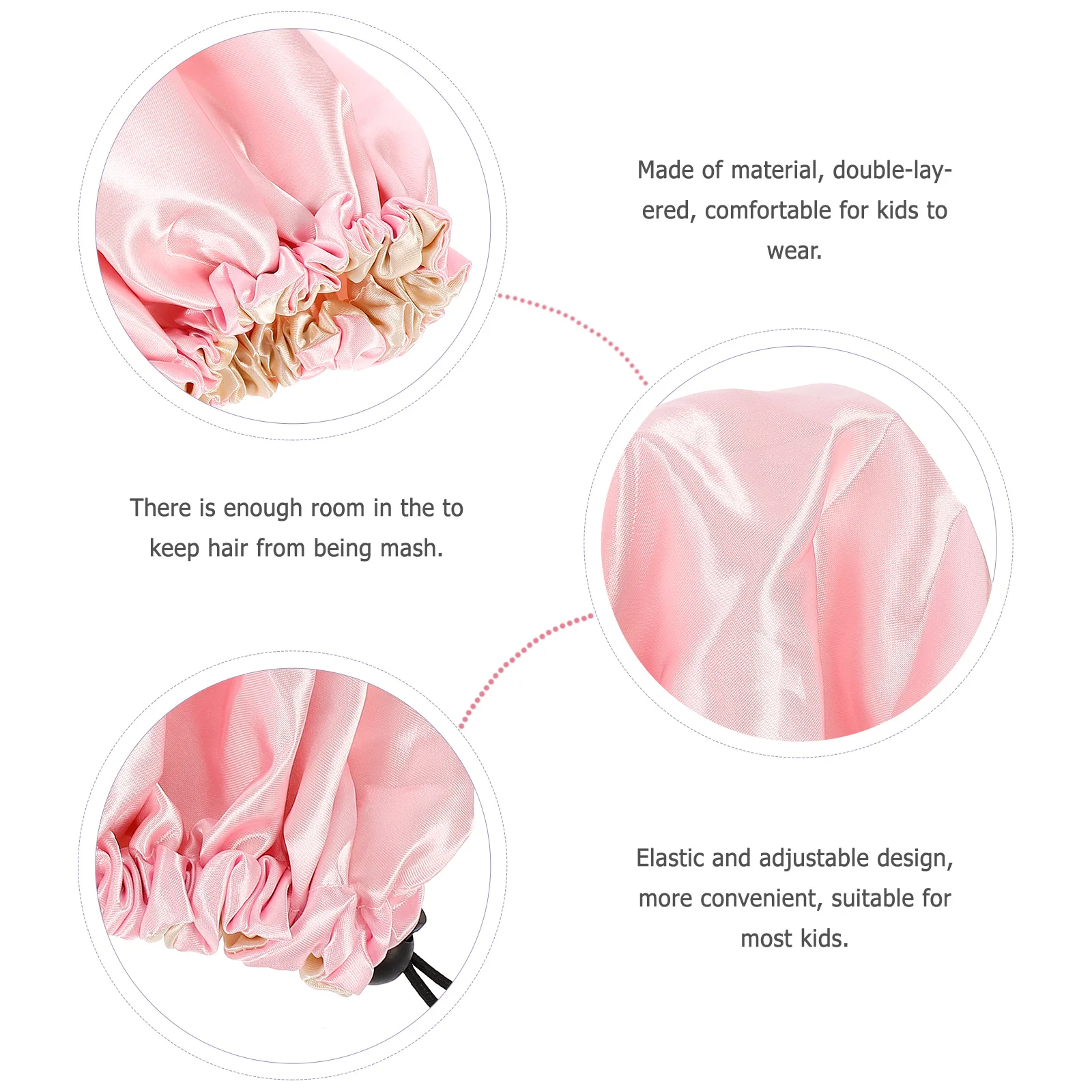 Dubbellaags slaapmuts voor kinderen Roze elastische verstelbare slaapmuts voor kinderen Nachthaarbescherming Nette haarverzorging