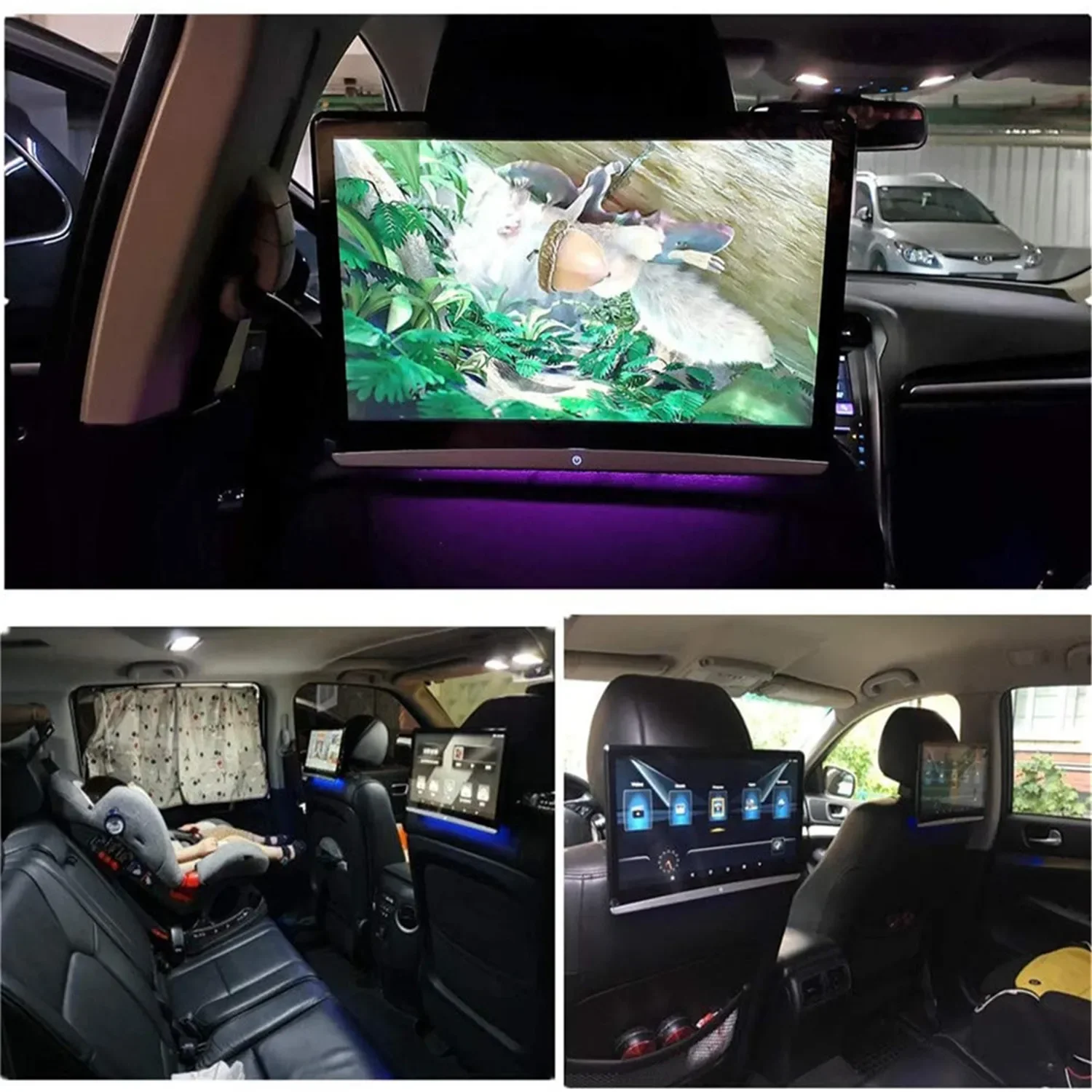 Monitor de reposacabezas de TV para coche de 13,3 pulgadas 4 + 64G Android14.0 4K 1080P pantalla táctil 5G WIFI/Bluetooth/USB/HDMI/FM/reproductor de vídeo con enlace de espejo 4