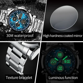 OLEVS Men's Watches Original Multifunctional Wlectronic Watch for Man Waterproof Luminous Alarm Clock Fashion Dress 5