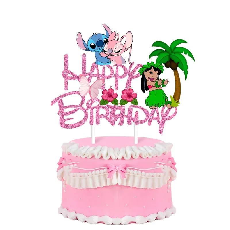 Lilo&Stitch Cake Decoration Cartoon Stitch Cupcake Top Happy Birthday for Kids Birthday Party Cake Dessert Decorations