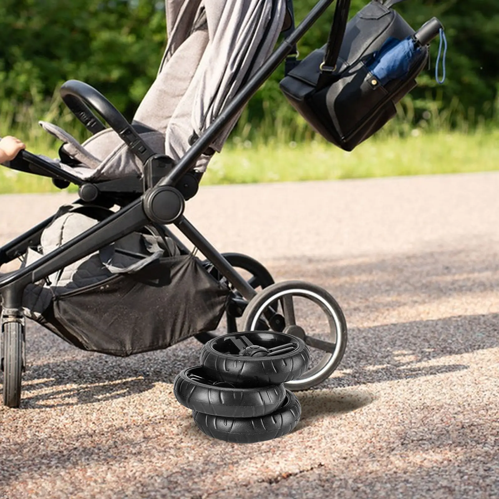 

8Pcs Baby Stroller Wheel Replacement Eva Stem Caster Fixed Wheels for Quiet Stable Maneuver Indoor Pram Accessory