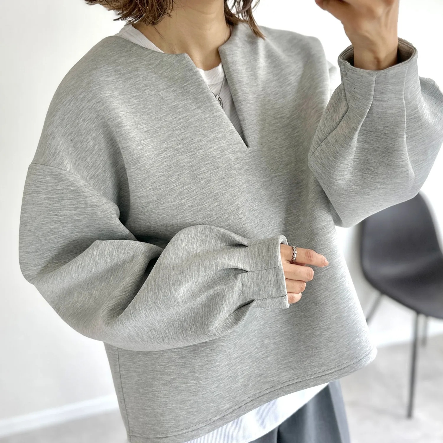 Sweat-shirt Long en coton V-Ne, coupe ample, Jaet ort Sle, Faion pour femmes, confortable, respirant, vêtements d'extérieur