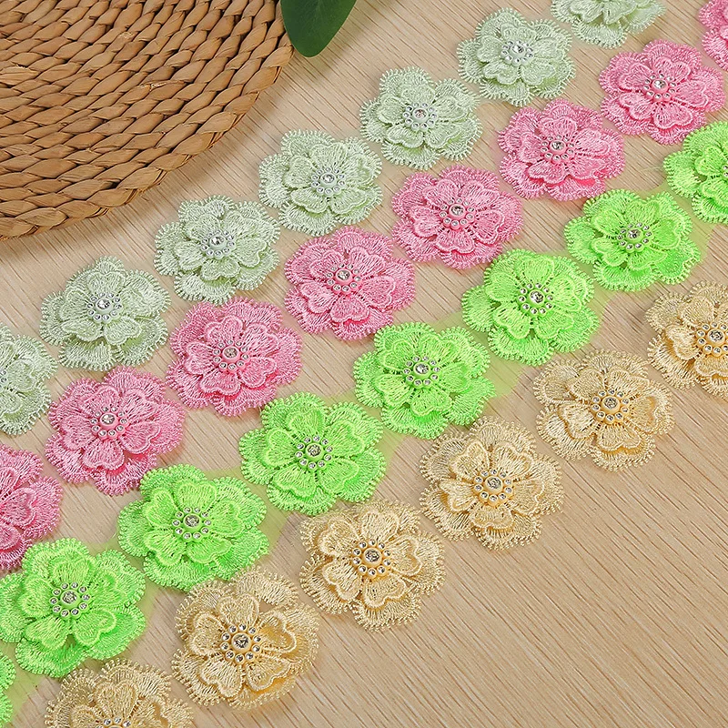 

20Yards Two Layers Embroidered Lace Trim Flower Ribbon Fabric Sewing Craft Patchwork Handmade Decoration