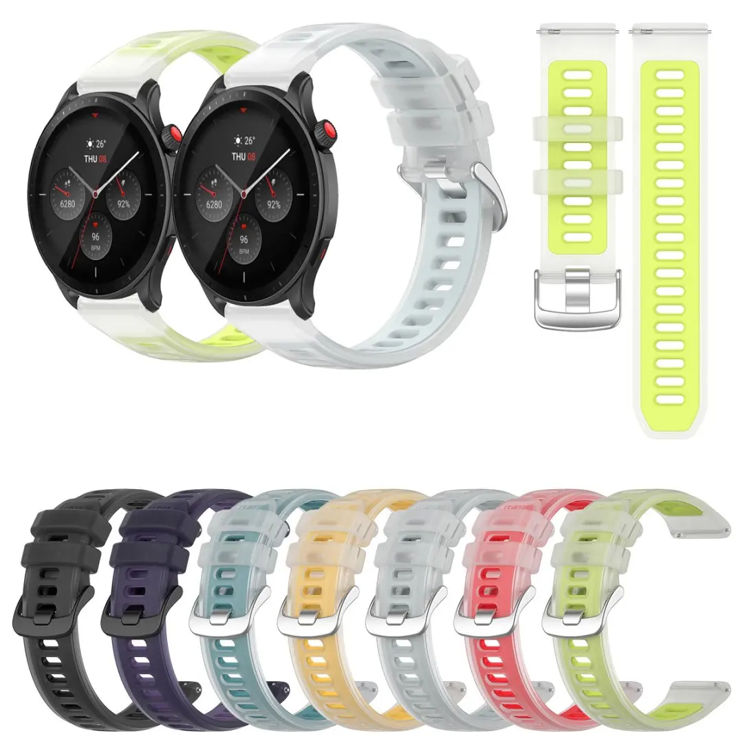 

Сменный силиконовый ремешок 20 22 мм желейного цвета для Huami Amazfit GTS GTR 2 2e 3 4 Pro GTR Mini 42 47 мм PACE Stratos 2 2S 3