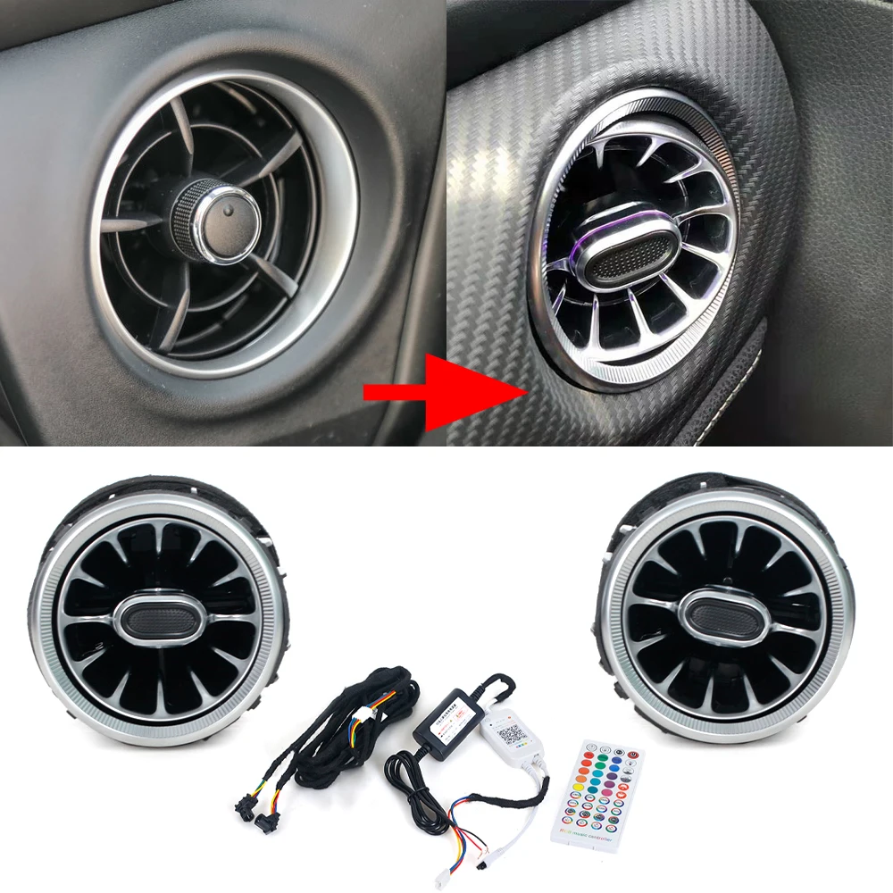 Car LED Front Dashboard AC Air Condition Vent Outlet Turbo Interior Trim For Toyota Corolla 2017 2018