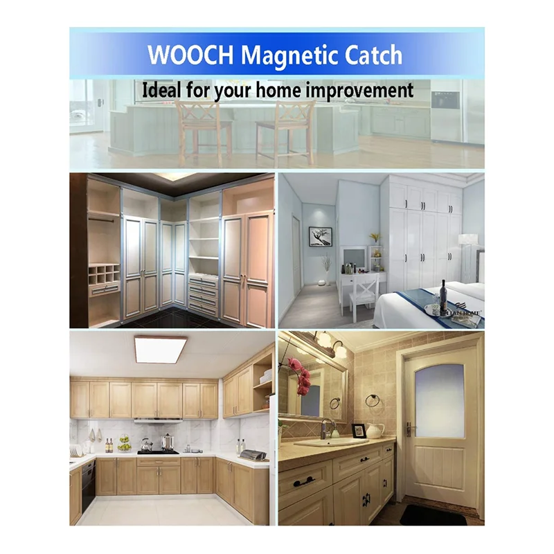 HFES 4-Pack Magnetyczny zatrzask do drzwi Wysoki magnetyczny zatrzask do drzwi Wytrzymały zatrzask ze stali nierdzewnej do zatrzasku szuflady drzwi kuchennych Czarny