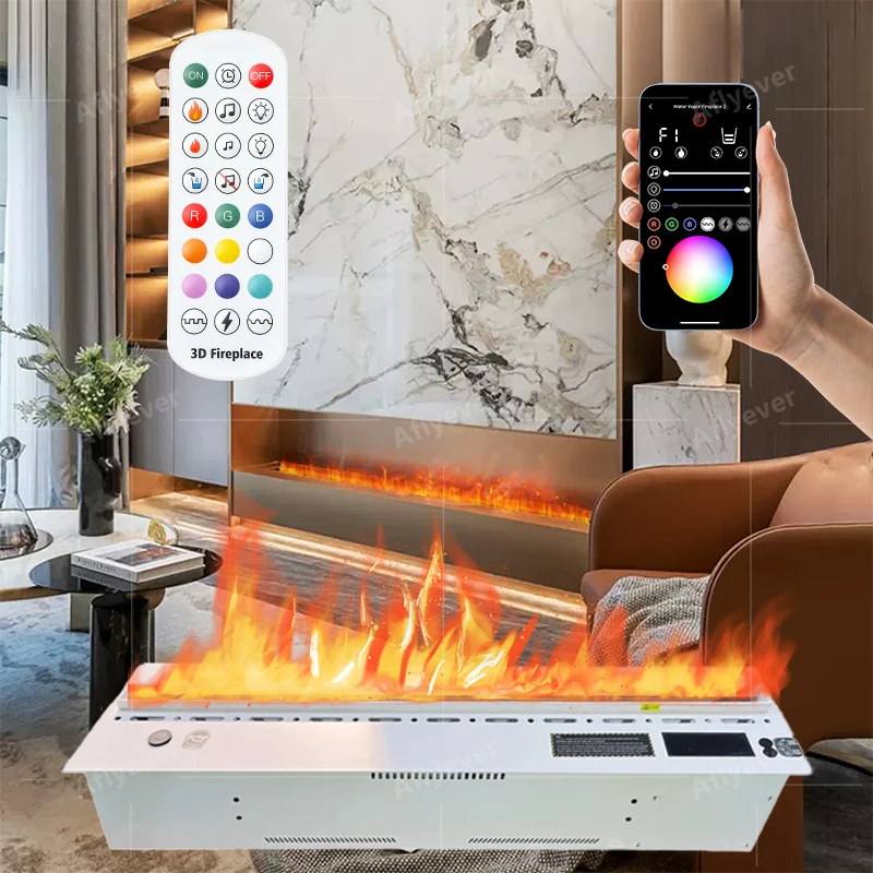 

APP RGB 3000mm atomized fireplace 3D water vapor fireplace embedded multi-color realistic flame remote control steam fireplace