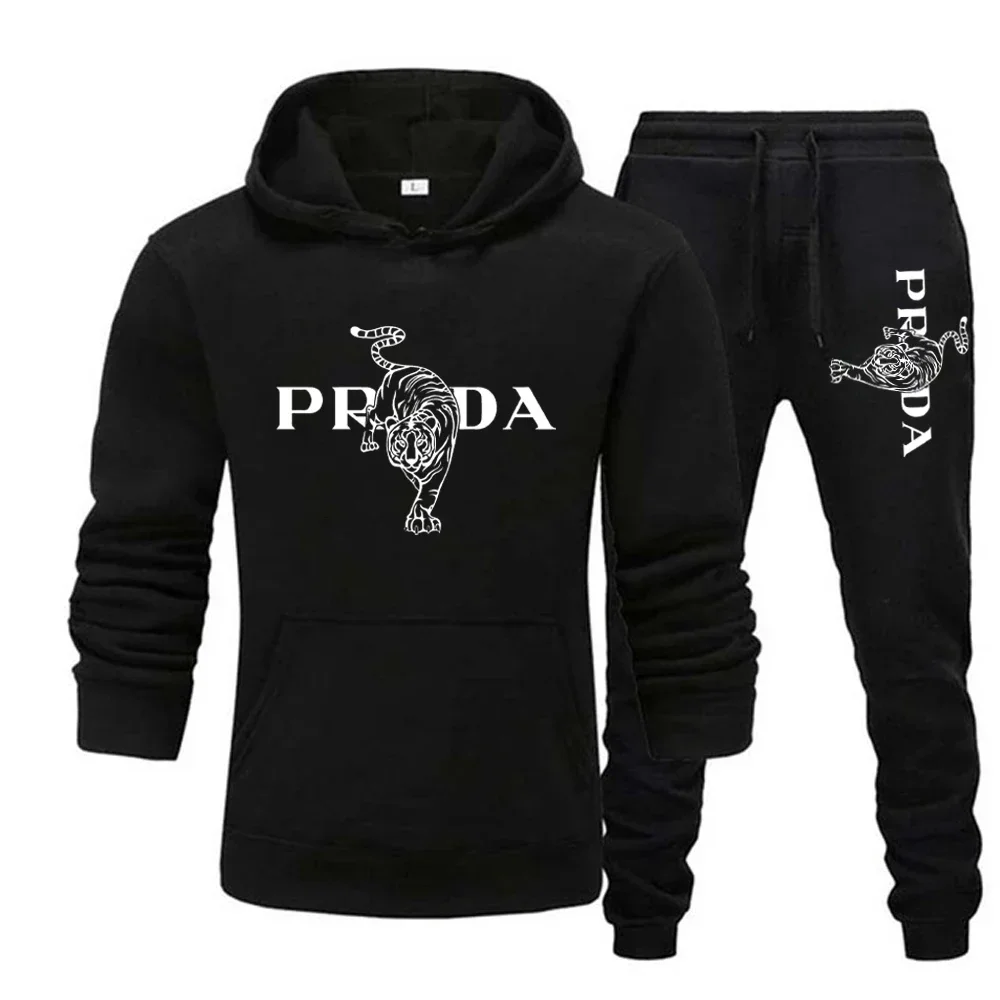 

Men's Autumn Winter Outdoor Fitness Tracksuit Long Sleeve Sports Shirt & Casual Pants 2 Piece Set