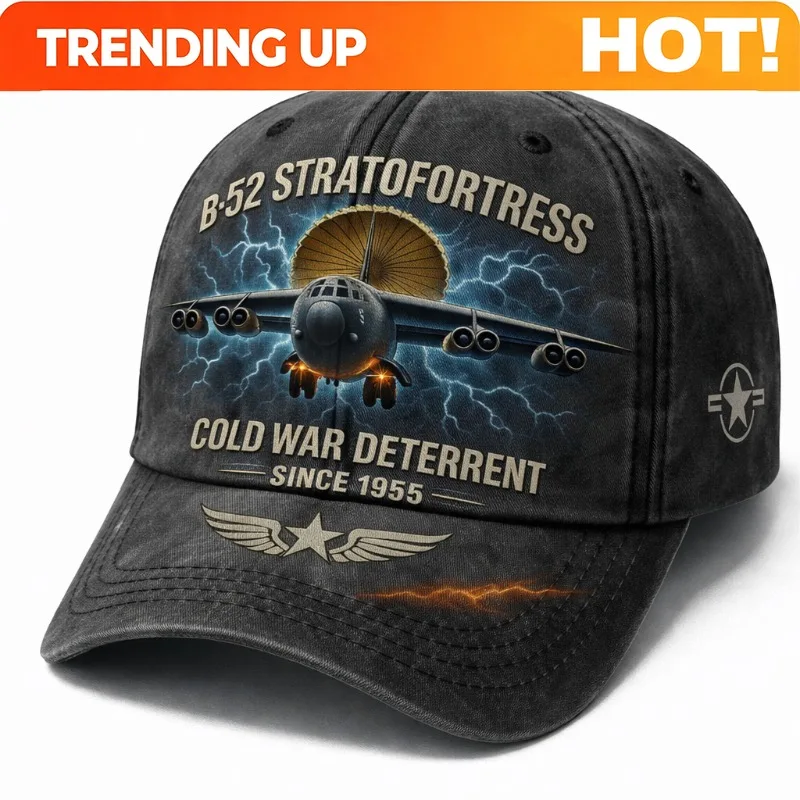 Vintage Distressed B-52 Stratofortress Cold War Deterrent Graphic Cap | A Rare Collectible Aviation Heritage Statement Piece