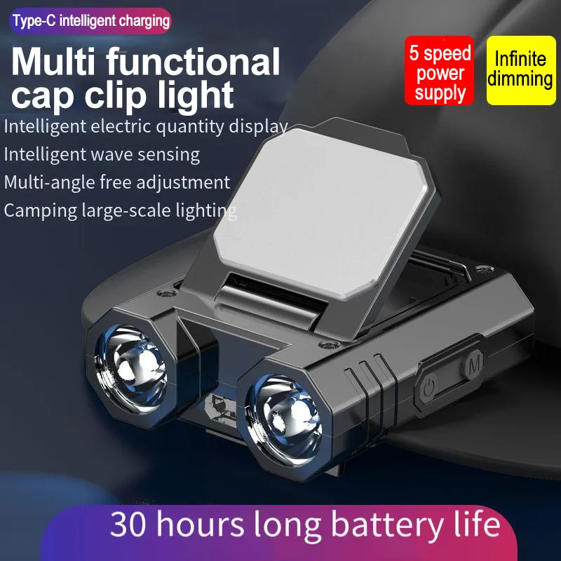 Sensor Cap Clip Light LED Rechargeable Induction Headlights Outdoor Waterproof Camping Night Fishing Emergency Mini Headlamp