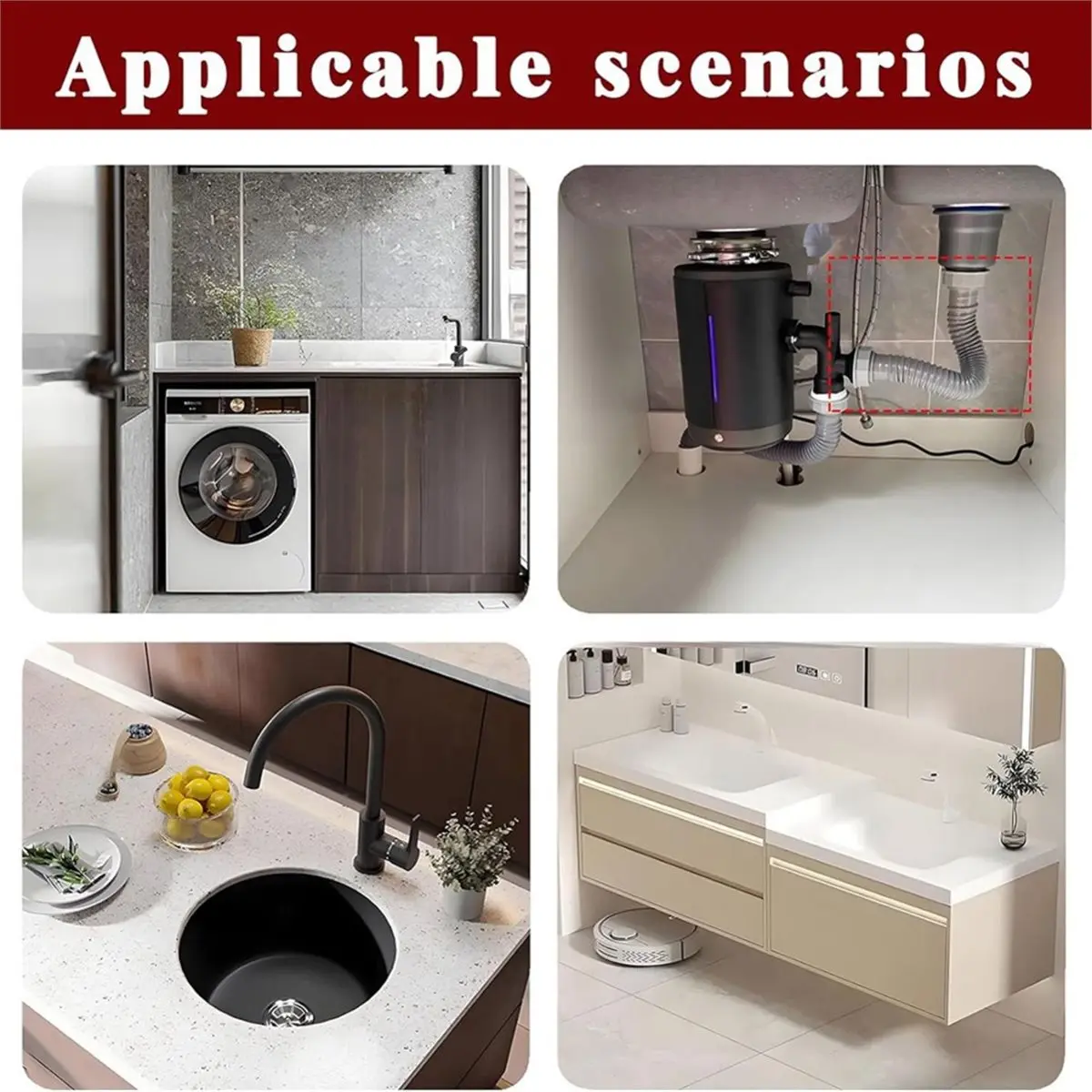 1-1/2 Inch Flexible Sink Drain Pipe, Scalable P Trap Pipe, Kitchen Sink Drain Kit,Bathroom Sink Drain