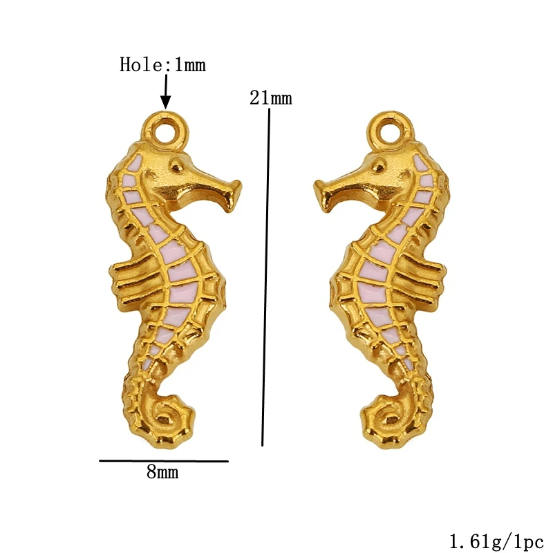 3pcs/lot Stainless Steel Enamel Ocean Series Seahorse Charm Pendants for Necklace Bracelet Earrings Diy Jewelry Supplies image 5