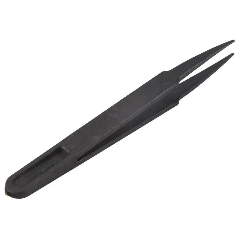 A96I-Industries Antistatische Pinzette aus Kunststoff mit runder Spitze, schwarz, 10 Stück