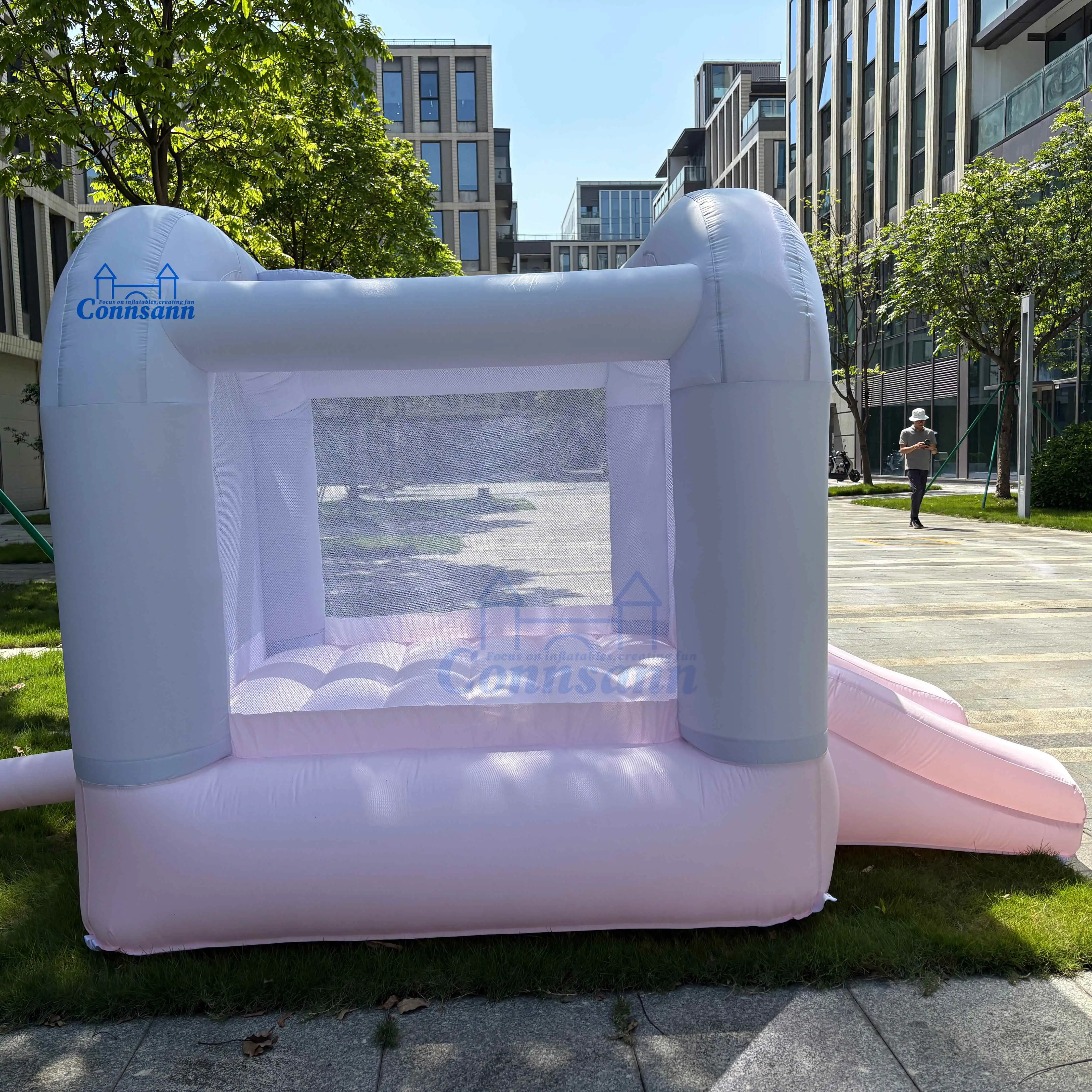 منزل ترتد على شكل قوس وردي بطول 8 أقدام، متعة قابلة للنفخ عالية الجودة للأطفال، مثالي للحفلات والتجمعات، تصميم ملون لا نهاية له