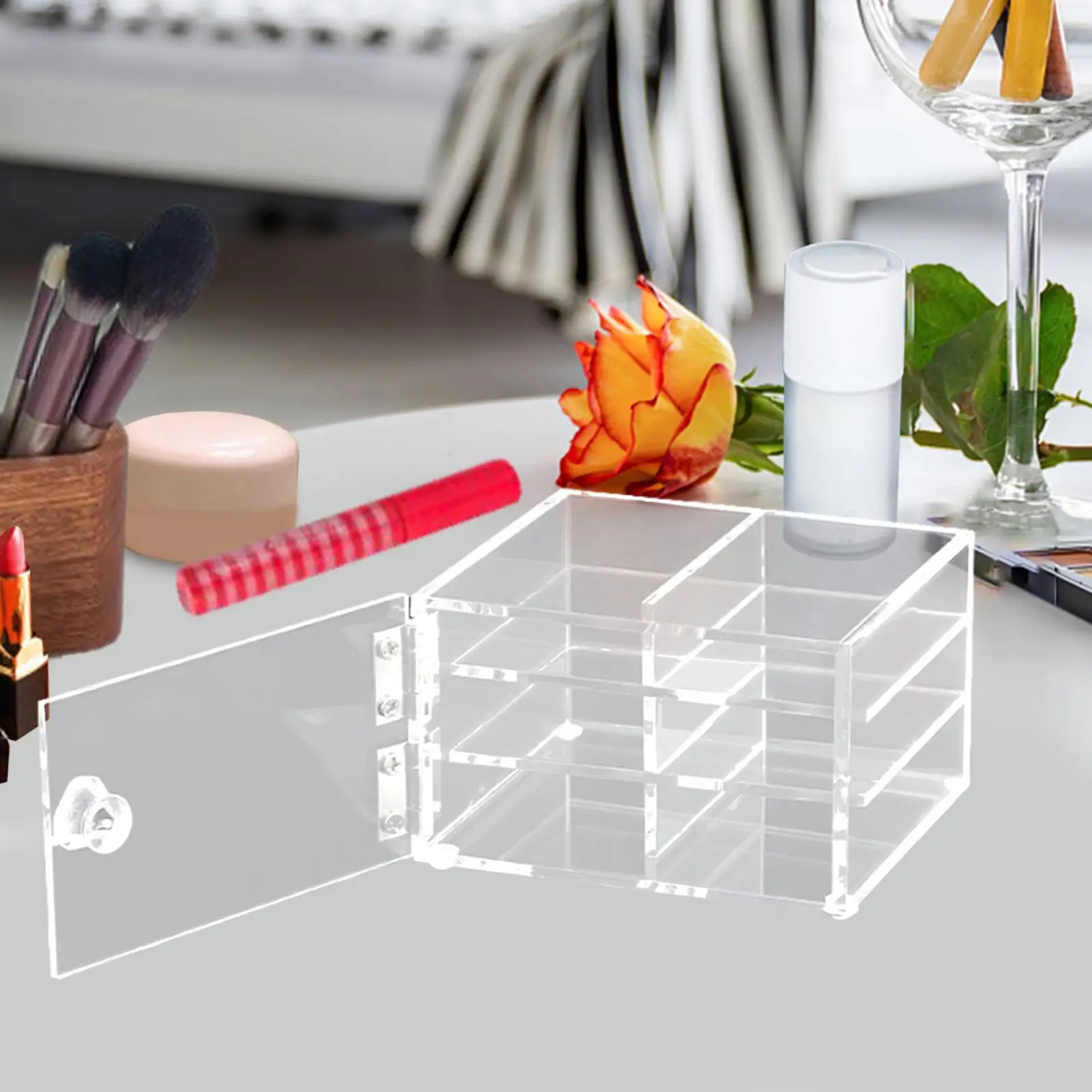 Porte-cils rotatif transparent, boîte de rangement pour cils, 3 couches, anti-poussière