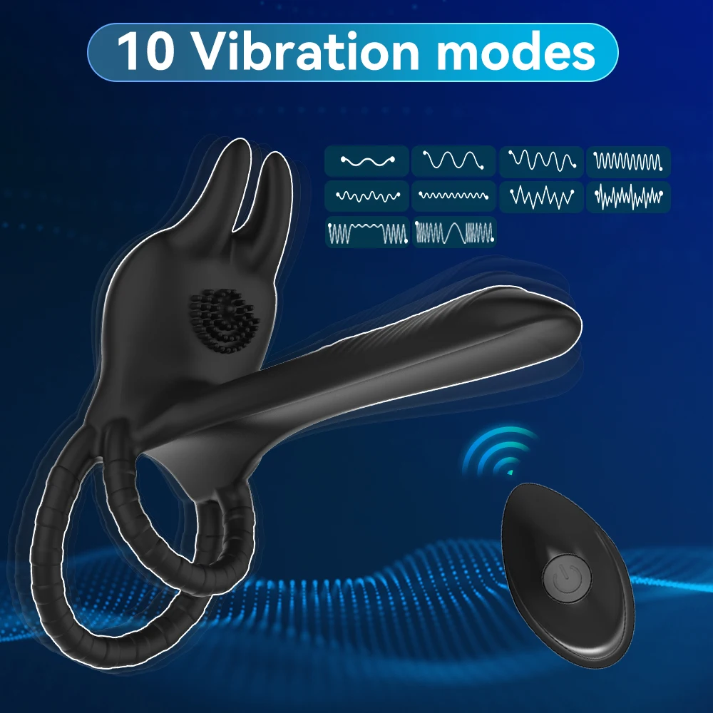 Long Tongue Cock Sleeve Ring Vibrator for Men Penis Massager 10 Frequency Clitoral Anal Stimulation Erotic Sex Toys for Couples