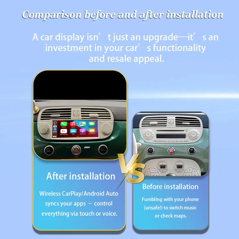 Car Radio Multimedia Audio Player for FIAT 500 Abarth 2007 - 2015 Split Screen DSP Stereo GPS Navi Wireless CarPlay Head Unit 4G