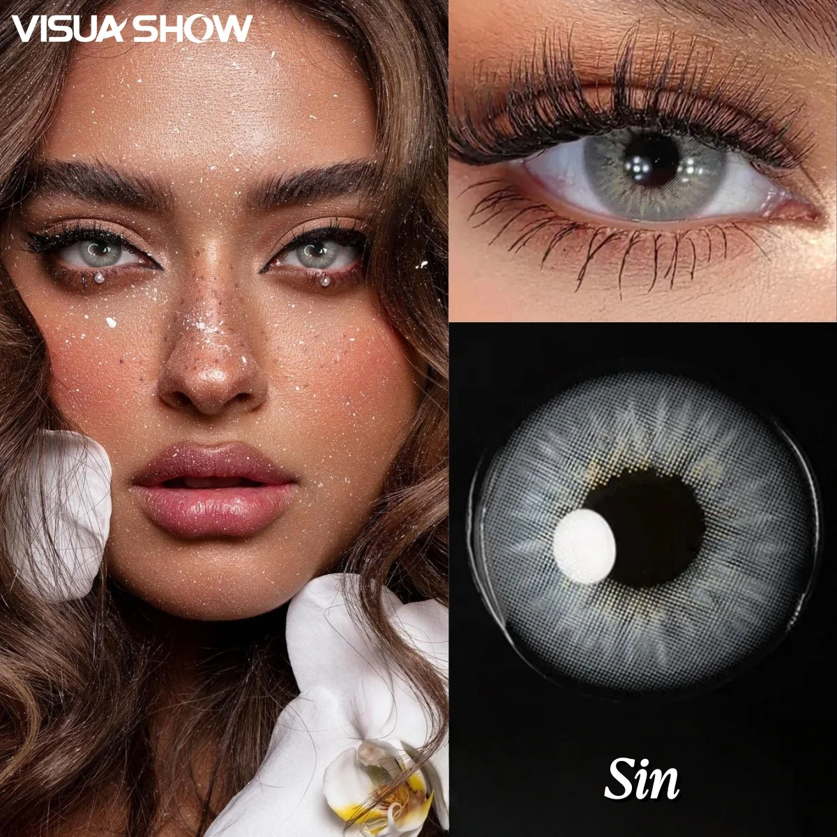 VISUASHOW Sin Brown Natürliche Kontaktlinsen mit Sehstärke 14,0 mm Kleine Pupille Weiche Farblinse für Tägliches Augen-Make-up – Detail 9