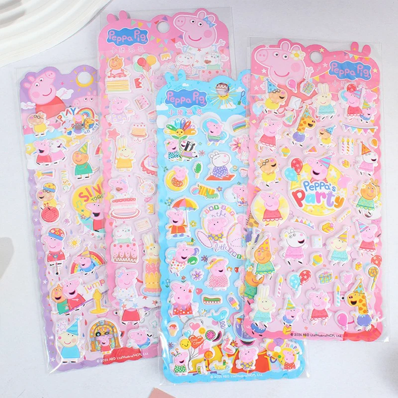 Peppa Pig Cute Cartoon DIY Stereoscopic 3d Bubble Stickers Hand Ledger Decorative Stickers for Children's Favorite Gifts