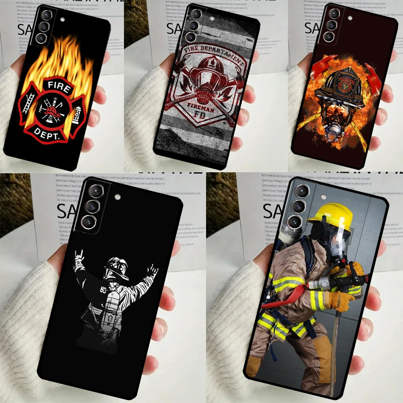 Firefighter Heroes Fireman Case For Samsung Galaxy S22 S23 S24 Ultra Note 20 10 S8 S9 S10 Plus S21 S20 FE Soft Cover