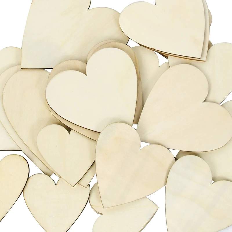 5Pcs Unfinished Wooden Hearts Blank Wood Slices 8/10/12/15cm DIT Hanging Pendant Painting Wood Pieces Wedding Embellishments