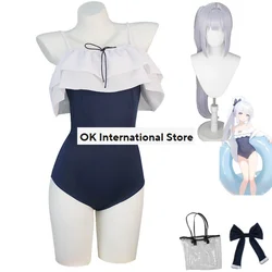 Anime Game Blue Archive Tsukiyuki Miyako Cosplay Costume Wig Jumpsuits Swimwear Woman Sexy Kawaii Summer Sand Bikini Suit