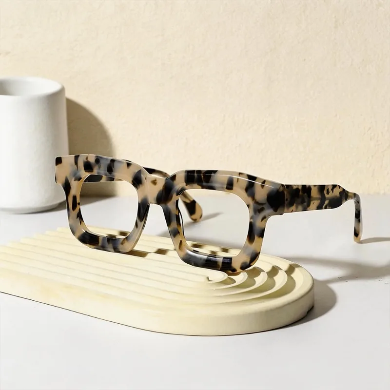 

New Thick Acetate Square Glasses Frame Men Optical Prescription Eyeglass Retro Women Myopia Reading Personalized Vintage Eyewear