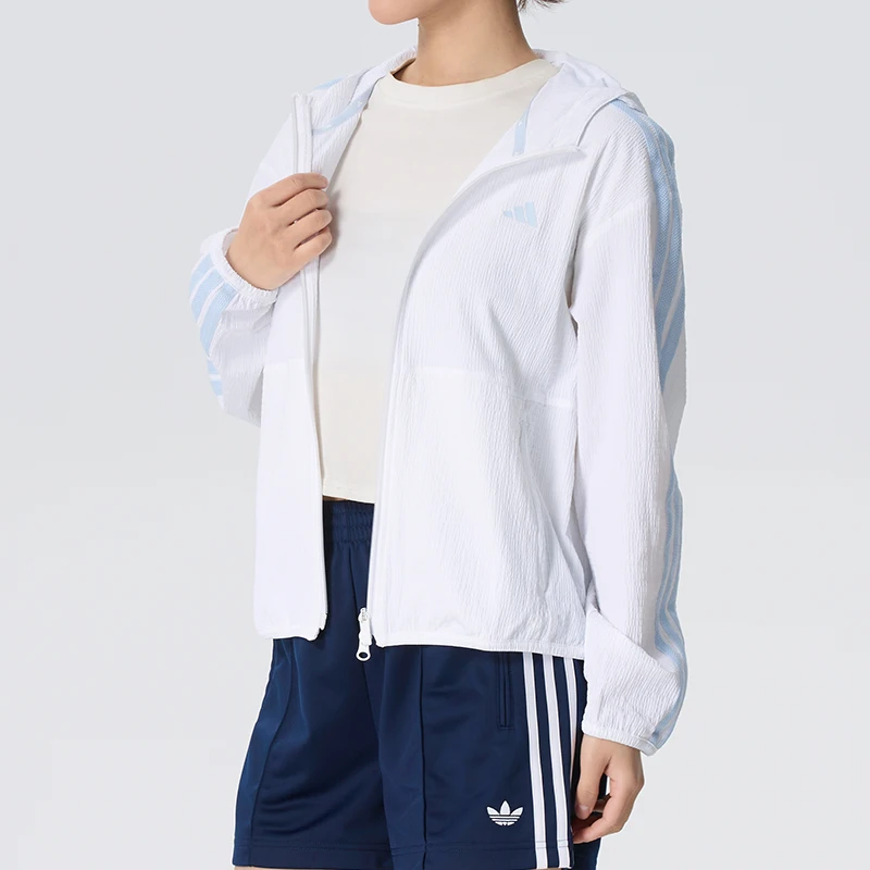 Adidas Women's Sportswear Running Fitness Woven Hooded Jacket Outdoor Sun Protection Training Jacket Ka4308