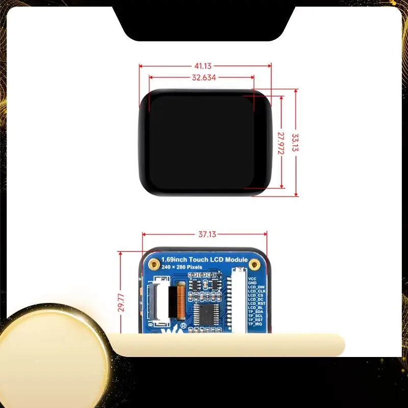 

Waveshare 1,69-дюймовый сенсорный ЖК-модуль 240X280 SPI I2C Интерфейс 262K Цвета ST7789V2 Чип драйвера CST816T Емкостный сенсорный чип