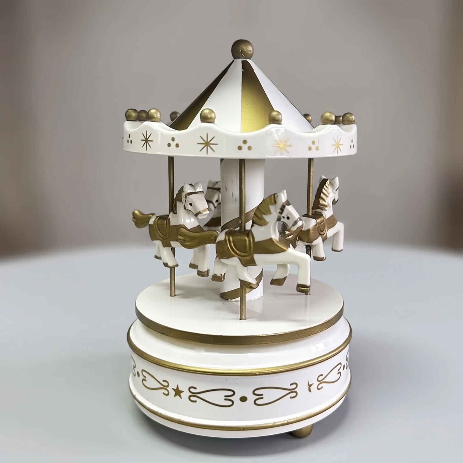 Carousel Musical Box with Horses Rotating Carousel Musical Box Merry-Go-Round Figurine Wooden Toy Decorative for Collectors