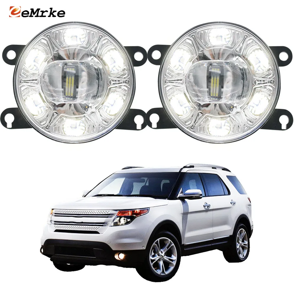 Led Fog Lights Assembly for Ford Explorer 5 U502 2011-2015 Car PTF with Clear Lens White DRL Front Daytime Running Driving Lamp