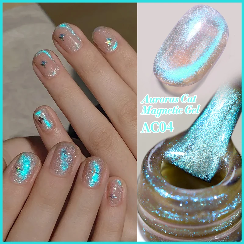 BORN PRETTY 10ml Auroras Blue Cat Smalto per unghie gel magnetico Brillante Glimmer Fata Smalto gel magnetico per unghie estive Fai da te