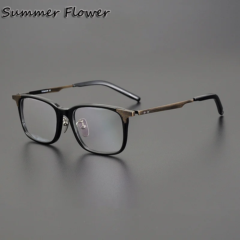 

Men Acetate Frame Titanium Temple Eyeglasses Gentlemen Top Quality Eyeglass Prescription Glasses Frame