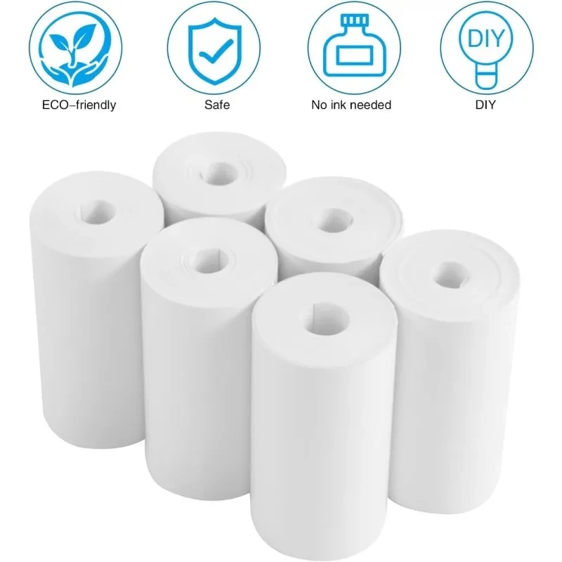 6 Rolls 57x30mm Self-Adhesive Sticker Camera Paper Refill Roll Thermal Paper for Mini Mobile Instant Camera Printer, White