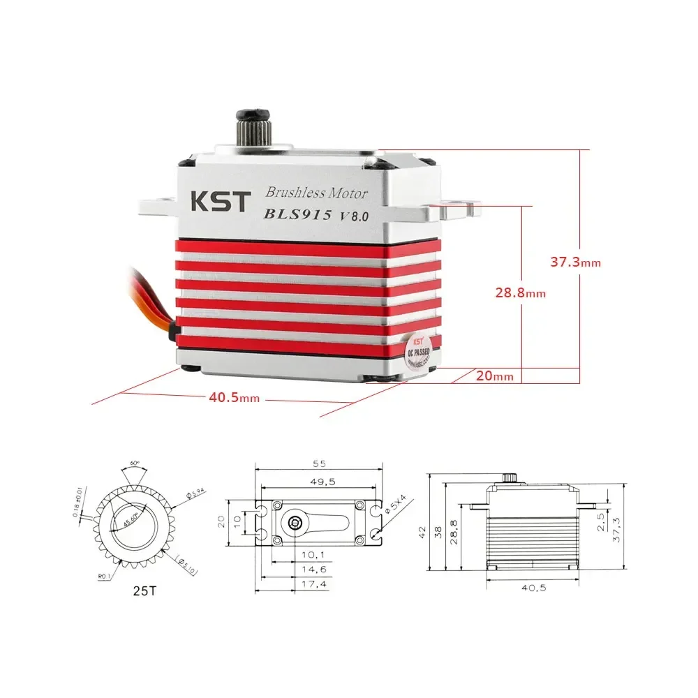 KST BLS915 V2 High Quality Metal Gear Brushless Standard Steering Gear Is Suitable for 550-700 Class Helicopter Cycle Boats