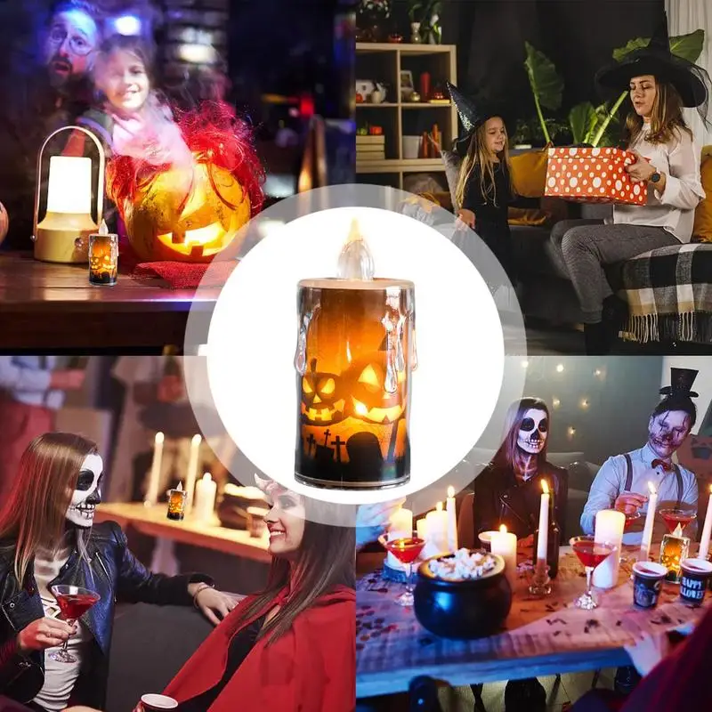 Halloween LED Candles Battery Light Halloween LED Light Battery Operated Lights LED Flameless Pillar Candles For Living Room