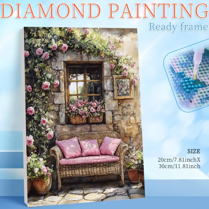 

RUOPOTY Framed Window Side Sofa Diamond Painting Kits Unique Gift Diy Idea Landscape Full Round/Square Diamond Art Painting Kits
