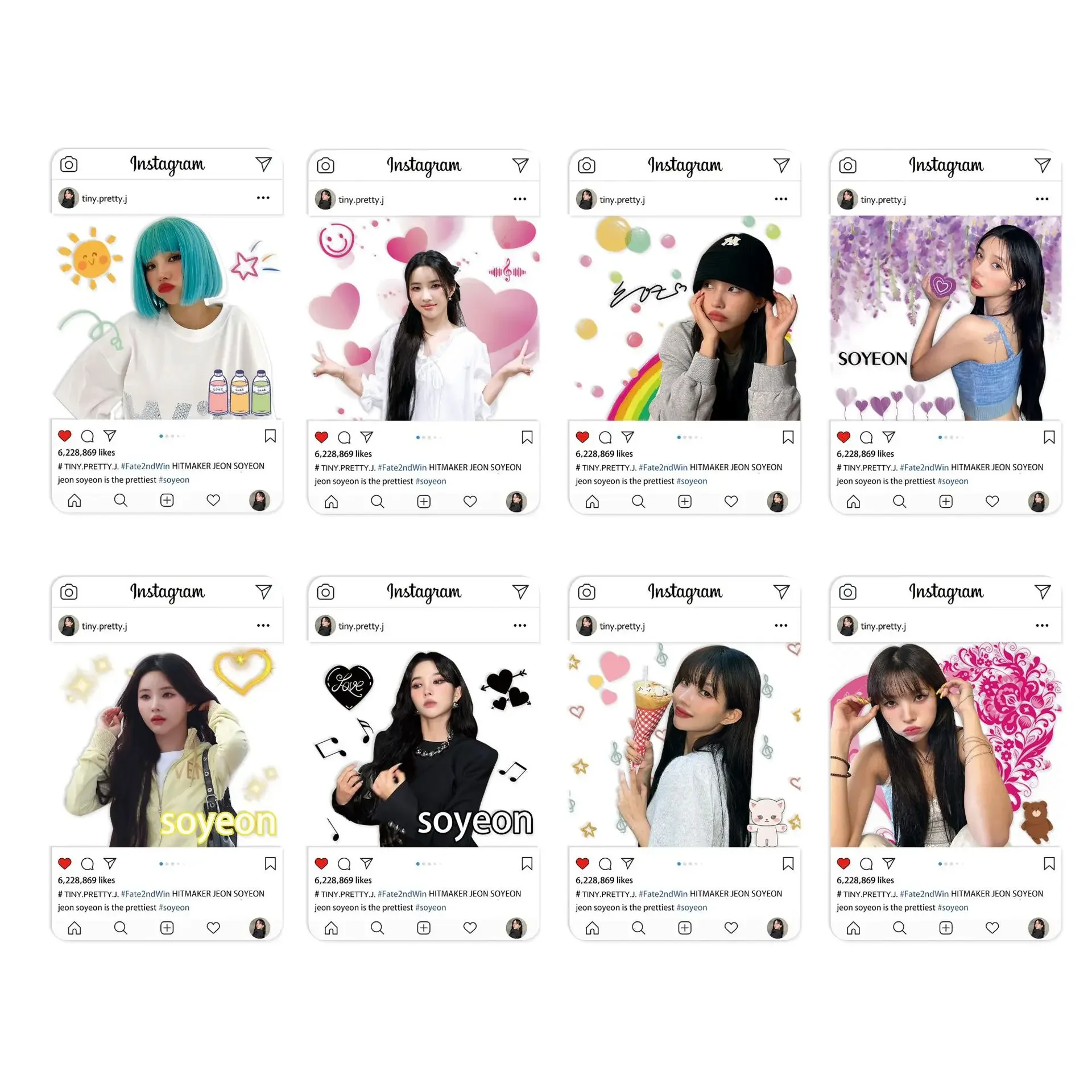 K-pop Idol Transparent Photocards, G, I-DLE, INS Style, PVC, New Album Lomo Cards, MiYeon, Minnie, SoYeon, YuQi, ShuHua, Fans Gift, 8pcs, Set