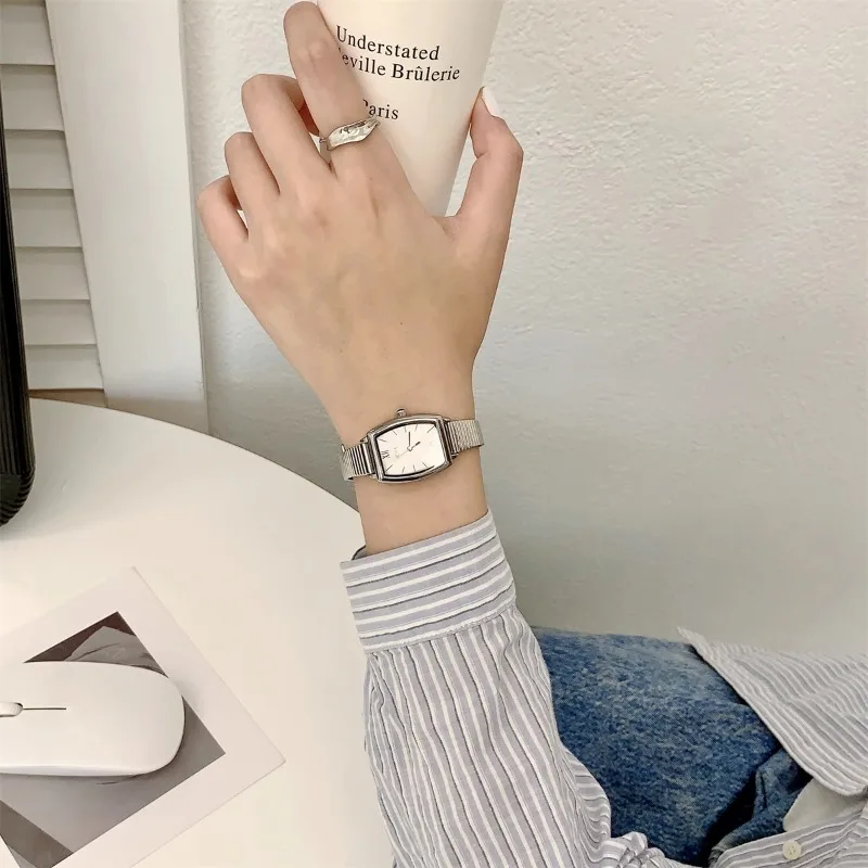 Fashion Barrel Shaped Watch Stainless Steel Strap Quartz Watch for Women Casual Luxury Ladies Gift Wristwatch relojes para mujer