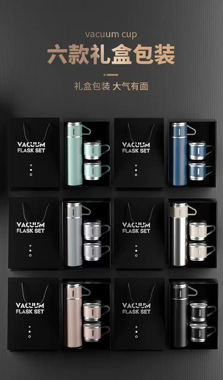 500ML 304 Stainless Steel Vacuum Insulated Bottle Gift Set Office Business Style Coffee Mug Thermos Bottle Portable Thermos