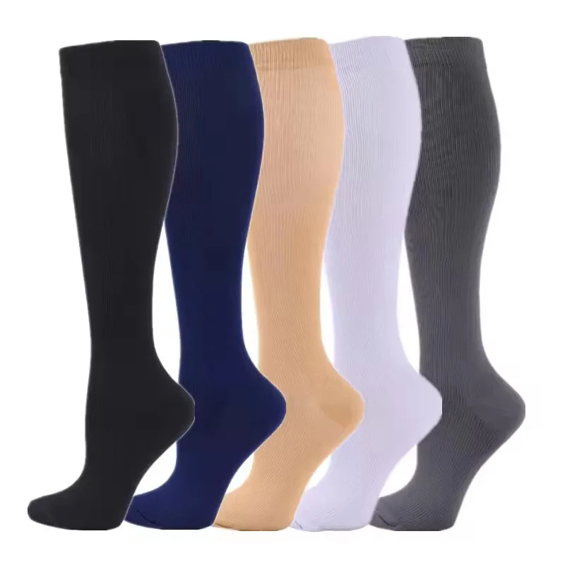 

5 Pairs of Compression Socks for Women with Edema and Varicose Veins Anti Fatigue and Comfortable Solid Color Socks