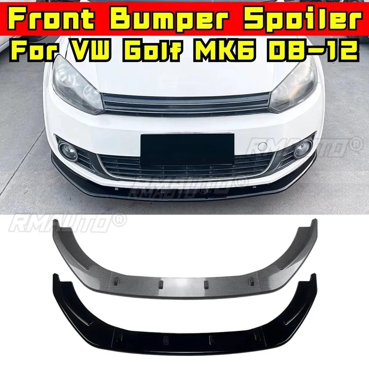 

Car Front Bumper Spoiler Lip Diffuser Splitter Modification Part For Volkswagen Golf MK6 2008-2012 Car Accessories