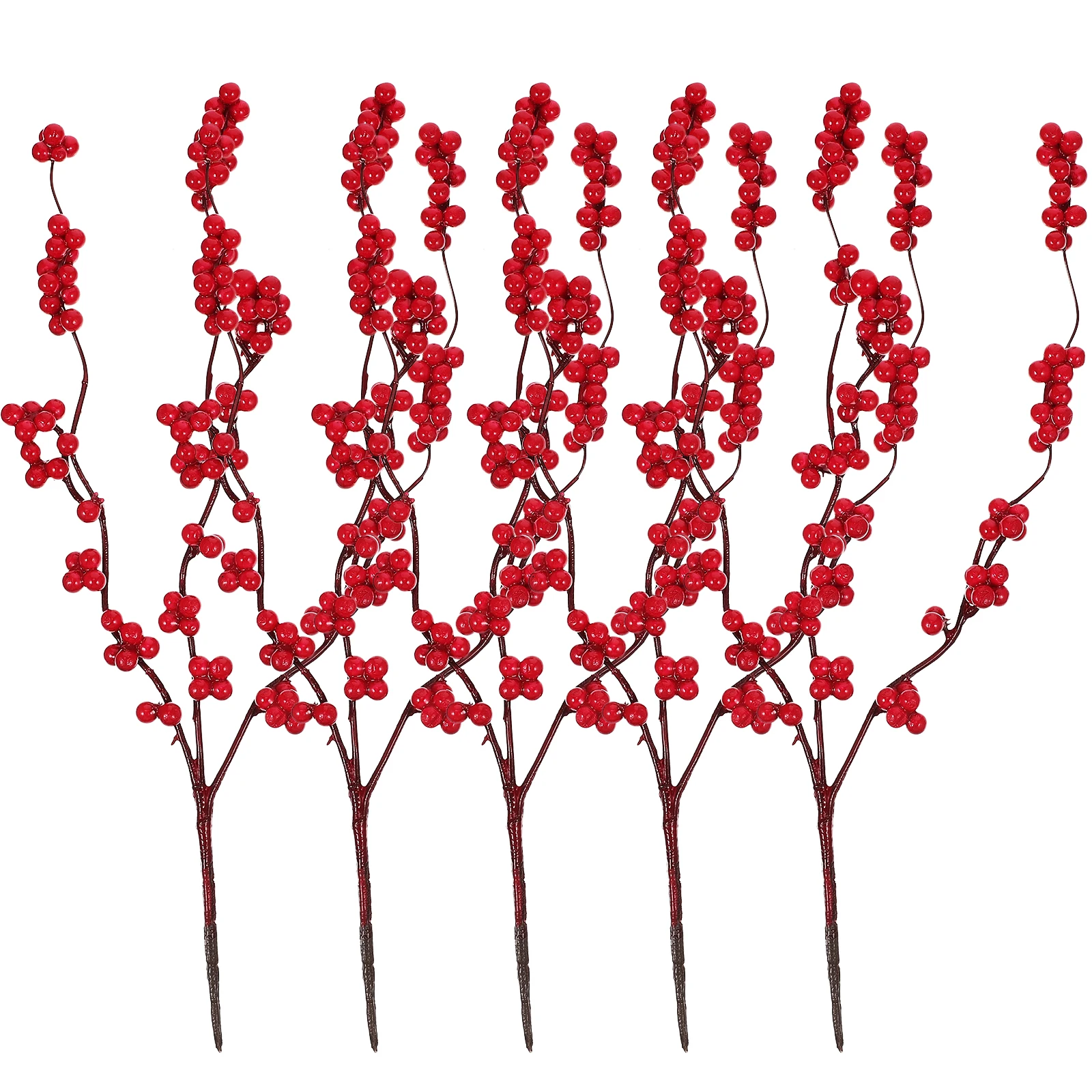 

5pcs Artificial Red Fake Branches Christmas Wreath Flower Arrangement Decor Simulation Stems Xmas Tree Fake Red Berry Stems
