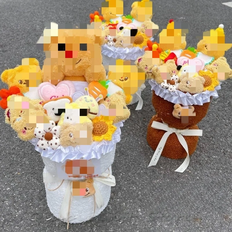 Yellow Bear Doll Bouquet Cartoon Doll Desktop Decoration Girl Gift Christmas Gift New Year Gift  Valentine'S Day Gift