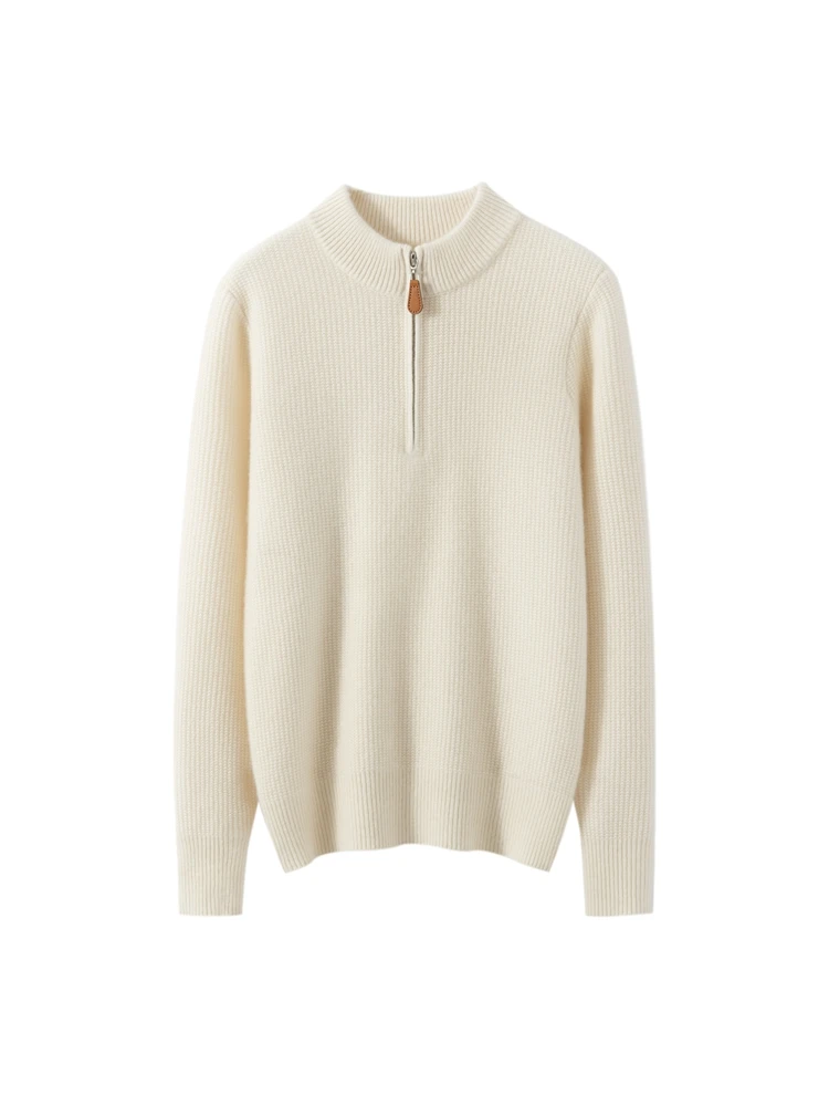 

Пуловер на молнии с воротником-стойкой, вязаный свитер, однотонный женский свитер с длинными рукавами, 100% кашемир, осень-зима, мягкая теплая удобная одежда, топы