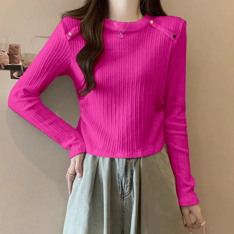 Versatile Commuter Autumn Winter New Women's Crew Neck Fashion Simplicity Loose Sweaters Casual Long Sleeve Knitted Tops